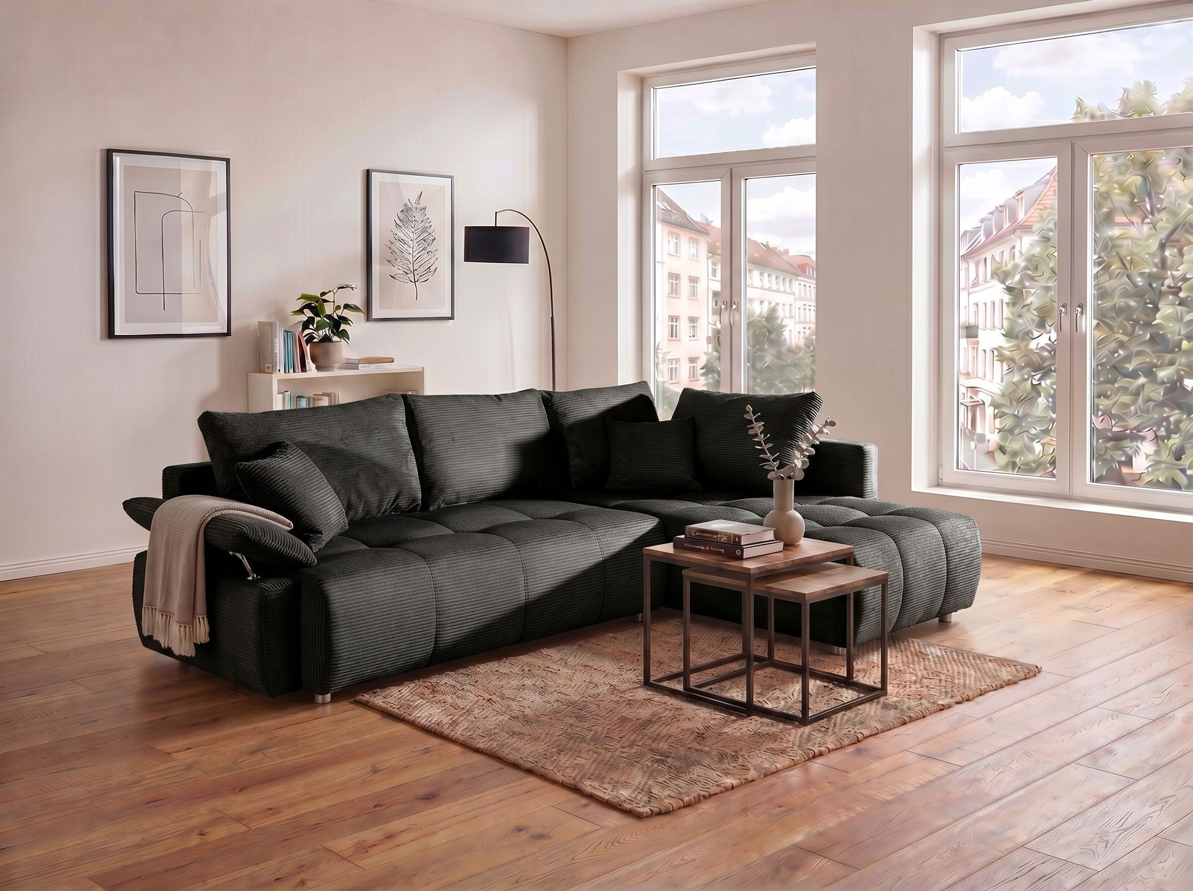 COLLECTION AB Ecksofa Funtastic L-Form, B: 213 cm, Schlaffunktion, Bettkasten, auch in Cord, Armteilverstellung, Bonnellfederkern, frei stellbar