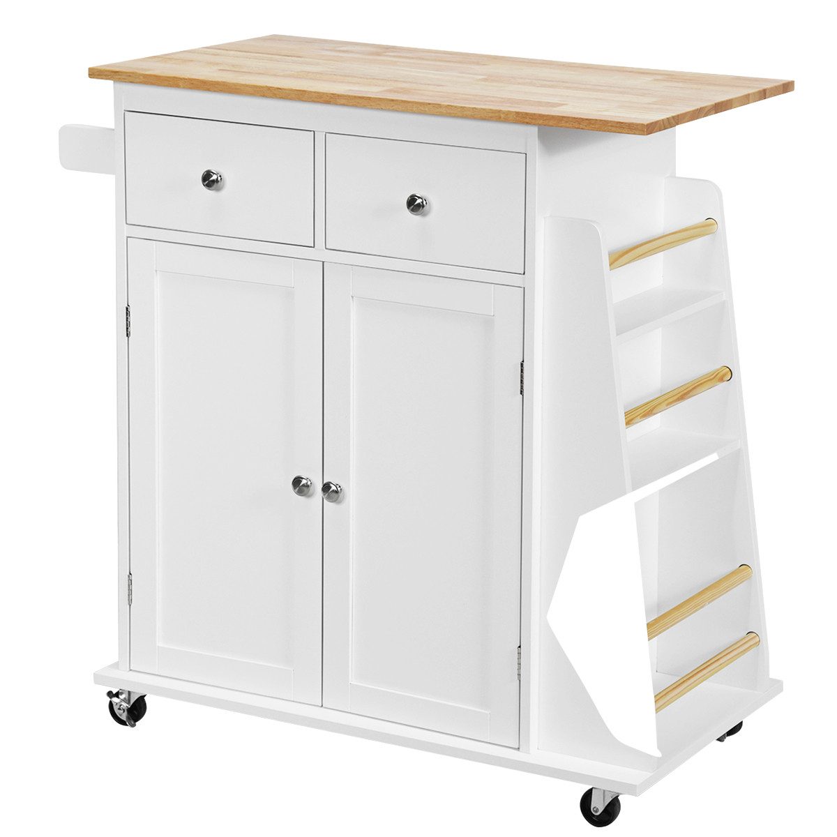 COSTWAY Küchenwagen, mit Arbeitsplatte, Schubladen & Gewürzregal, rollen günstig online kaufen
