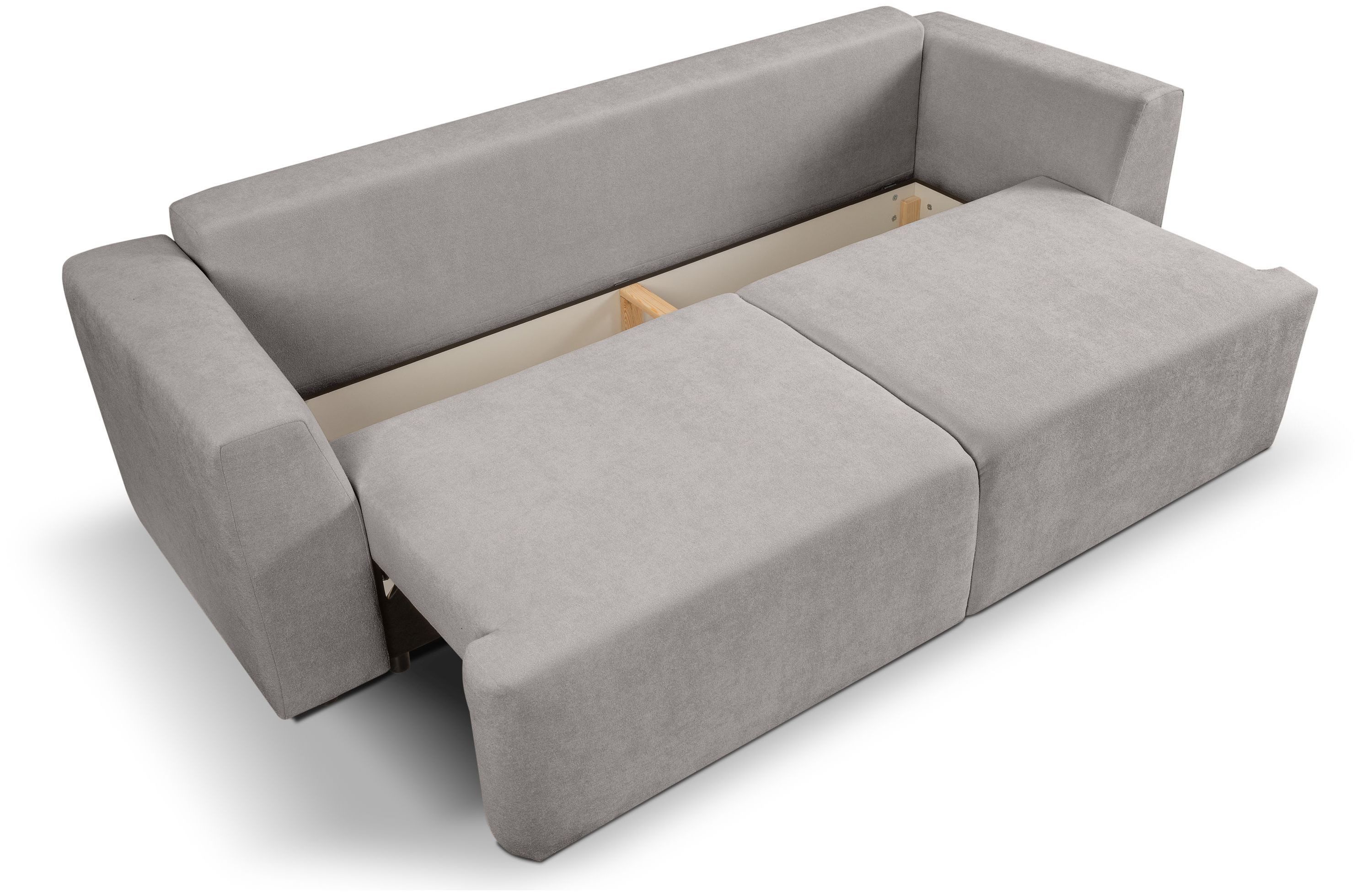 xonox.home Schlafsofa, 3 Sitzer aus Webstoff in hellgrau inkl. Zierkissen B/H/T: 250x95x99cm