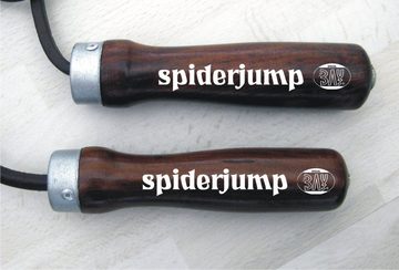BAY-Sports Springseil Spiderjump 305 Leder Sprungseil Holzgriffe Lederspringseil Kugellager, Echte Holzgriffe, High Speed, perfekte Ausdauertraining