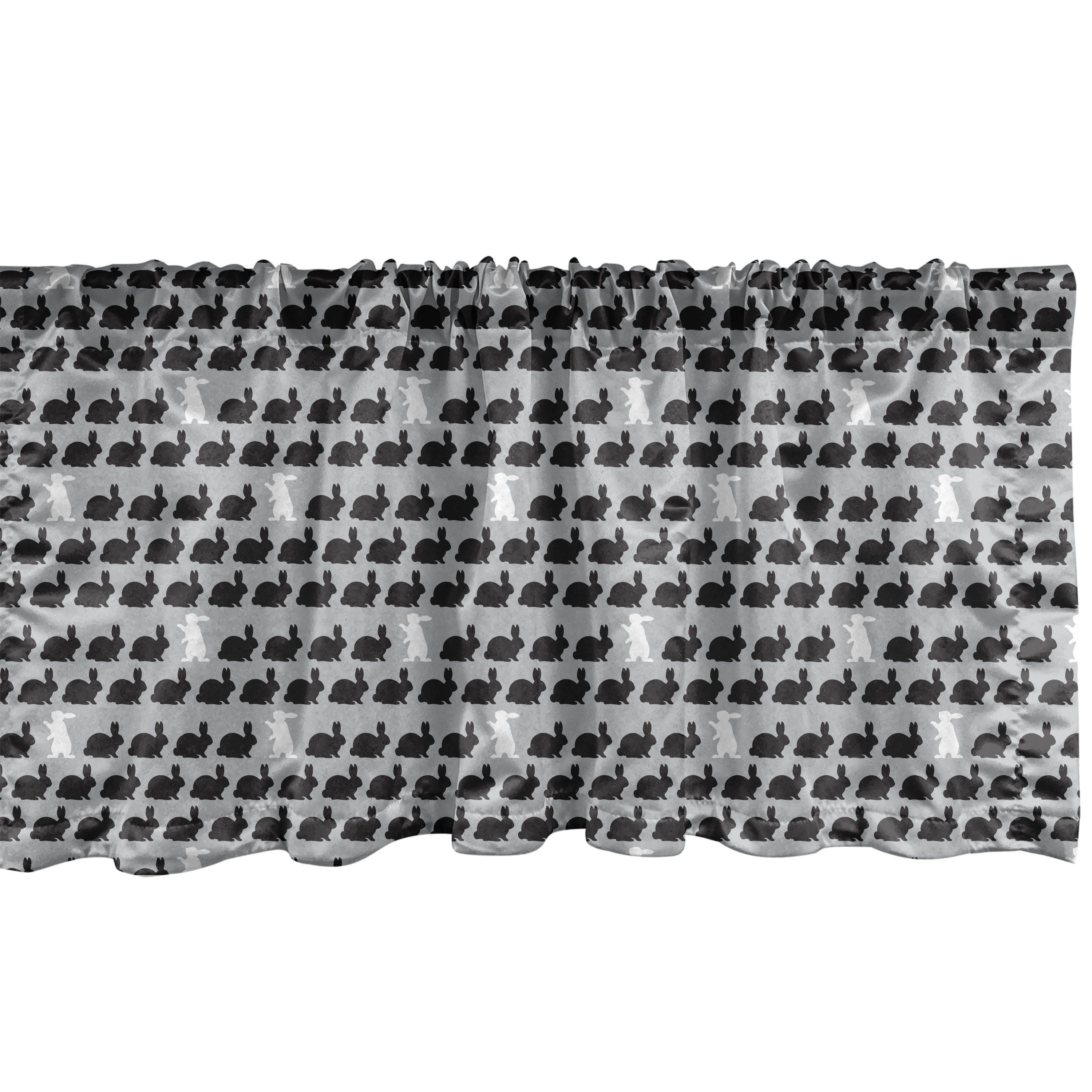 Scheibengardine Vorhang Volant für Küche Schlafzimmer Dekor mit Stangentasche, Abakuhaus, Microfaser, Hase Wiederkehrende Kaninchen-Layout