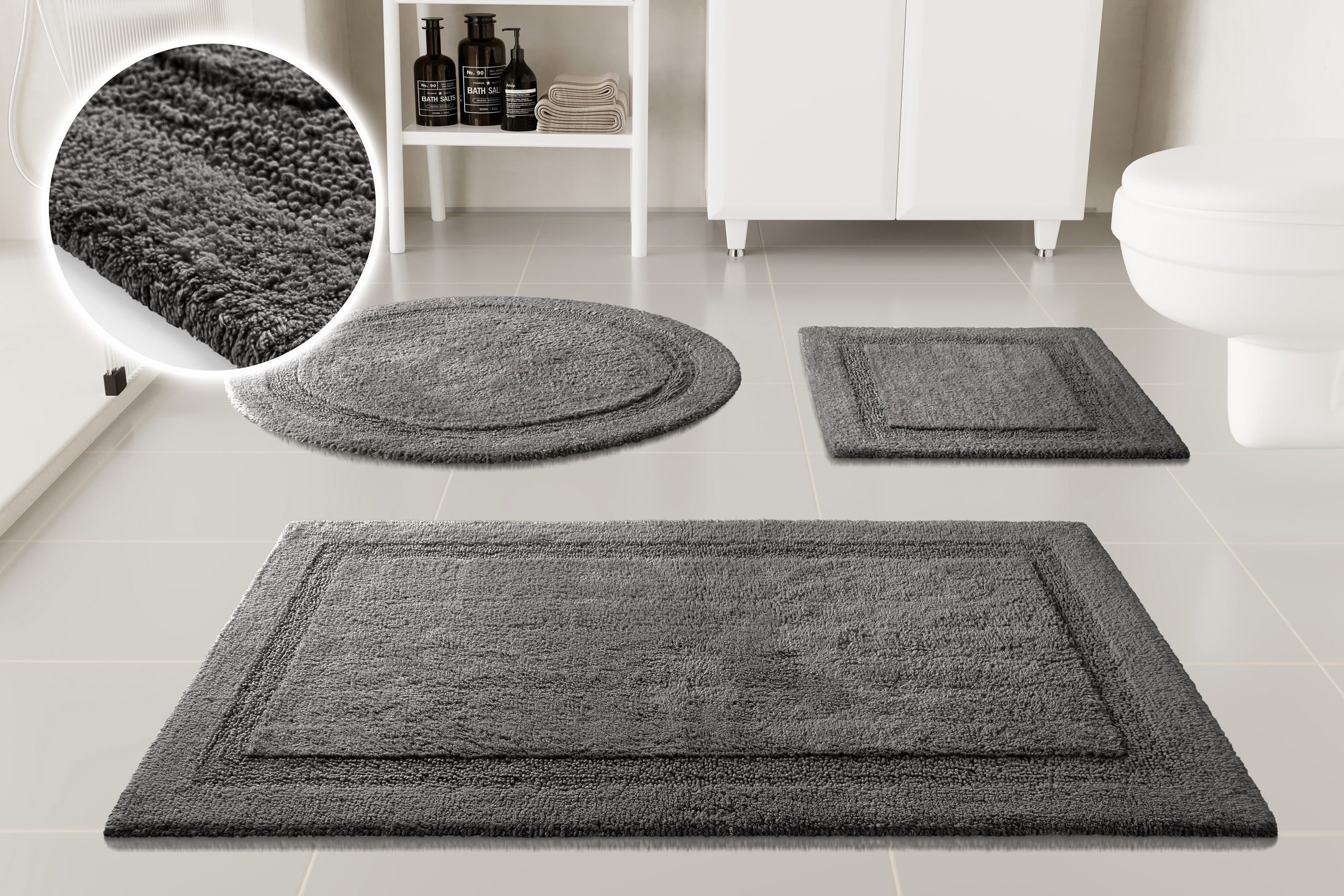 OTTO home Badematte Meellor, uni, viele Farben, Badvorleger, Badezimmer Teppich, Höhe 20 mm, rutschhemmend beschichtet, fußbodenheizungsgeeignet, Baumwolle, rechteckig, Badteppich, getuftet, modern, Uni, antirutsch, flauschig, Baumwolle