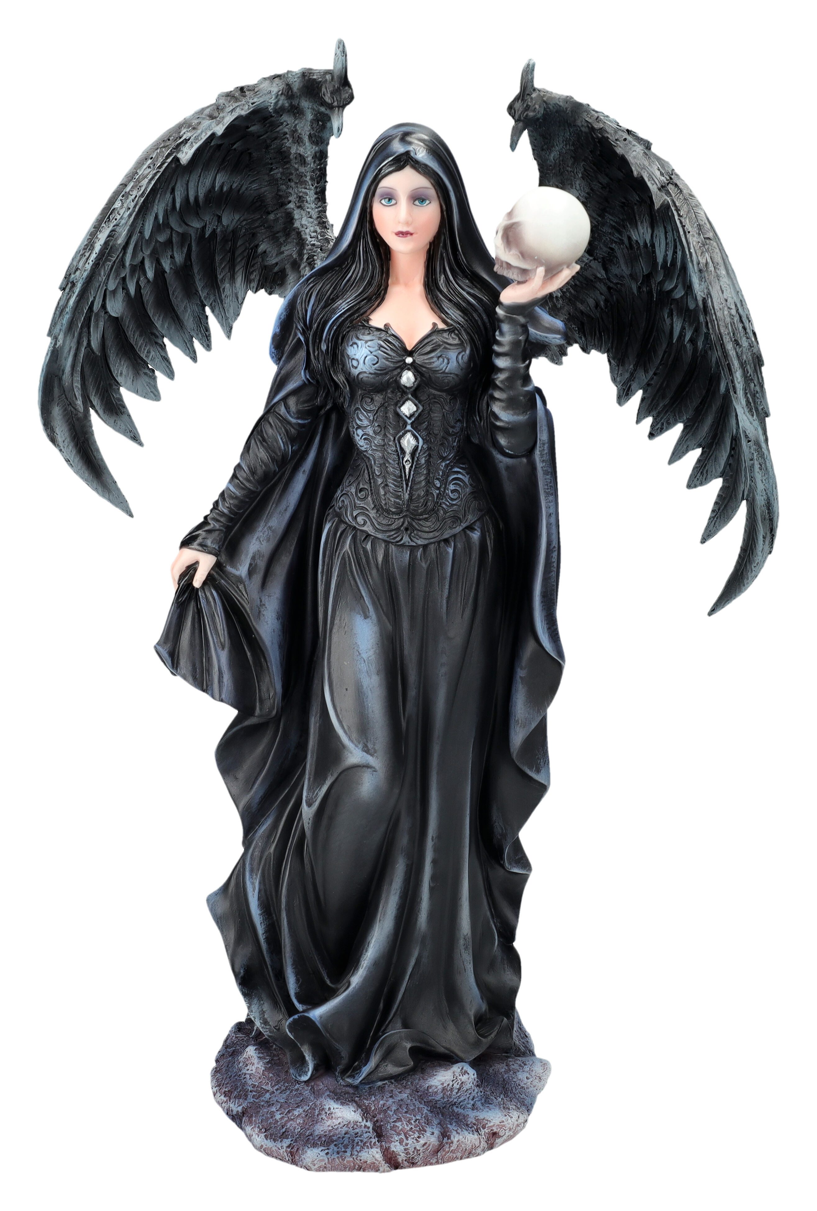Figuren Shop GmbH Dekofigur Dark Angel Mortisa – Mystische Engel Statue mit Flügel 32,5 cm Deko