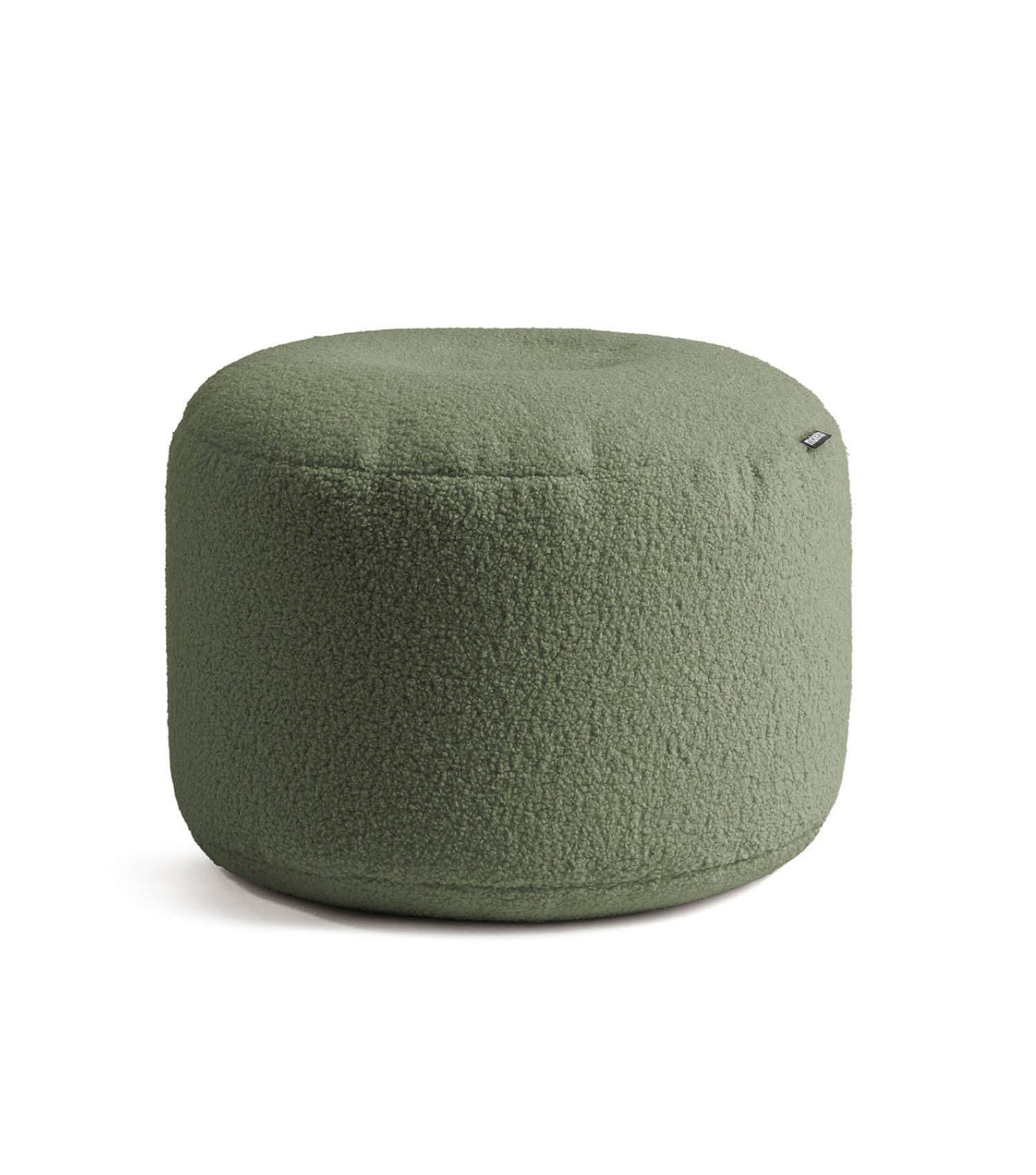 mokebo Pouf Bouclé Pouf 'Mochi' Hocker in Teddystoff (rund aus Teddystoff), Made in Germany, Sitzhocker, Bodenkissen, Fußhocker in Grün