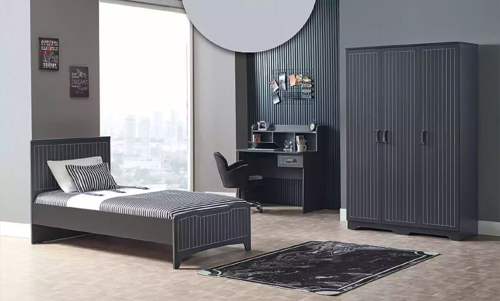 JVmoebel Kinderbett, schwarz Modernes Betten 100x200cm Kinderbetten Design Möbel Bett
