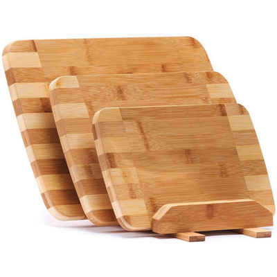 Dimono Schneidebrett Servierbrett Küchenbrett, Bambus, (3er Set, Küchenbrett), Brotzeit-Bretter