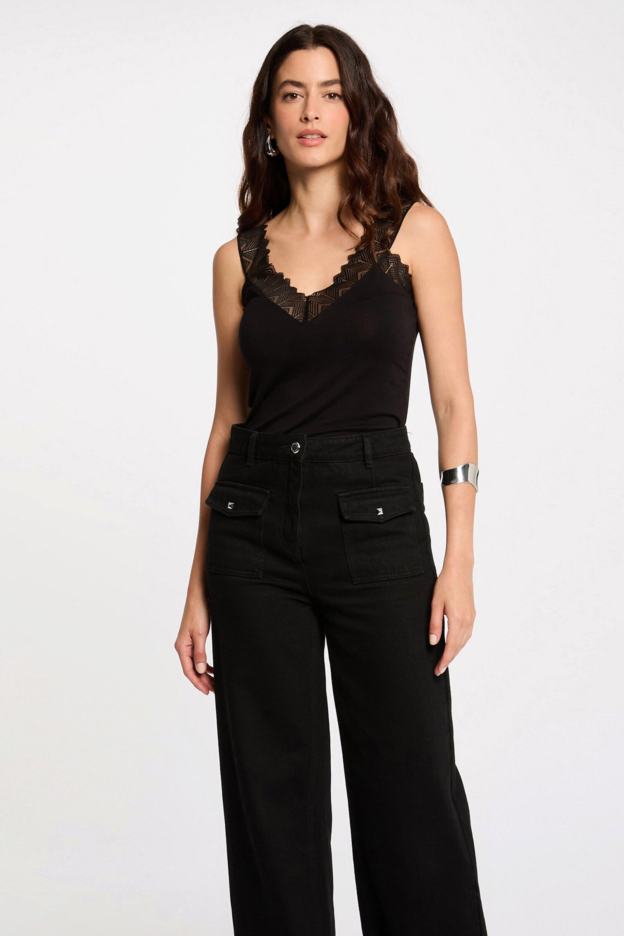 MORGAN Tanktop 242-DNAE (1-tlg) Spitze