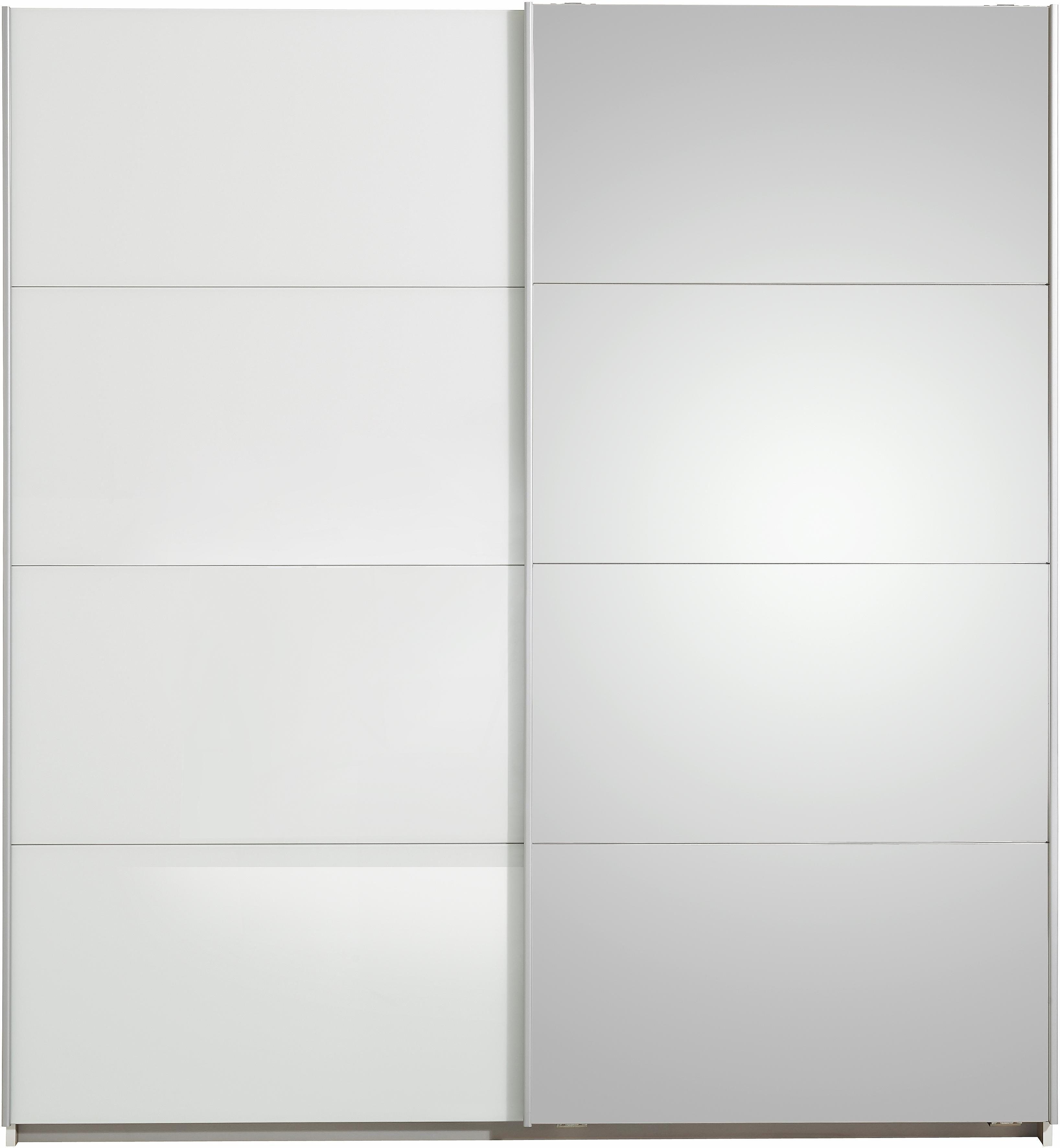Weiß/Weißglas 4 und Spiegel- Subito Glaselementen 4 mit Schwebetürenschrank rauch