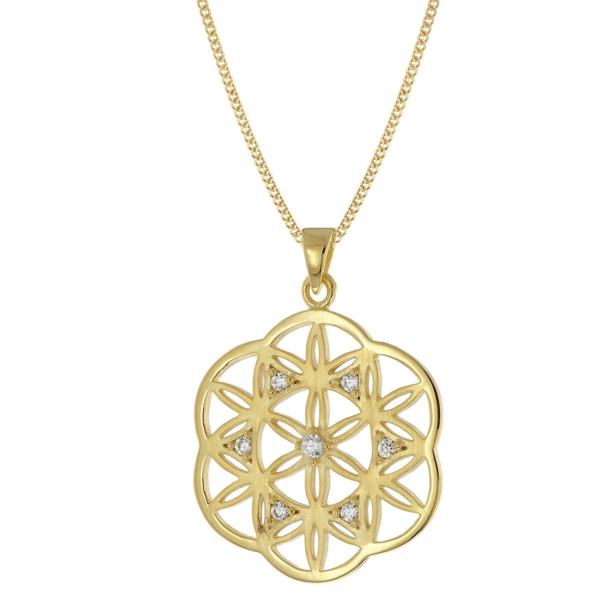 trendor Kette mit Anhänger 15950, für Damen Mandala 925 Silber Vergoldet