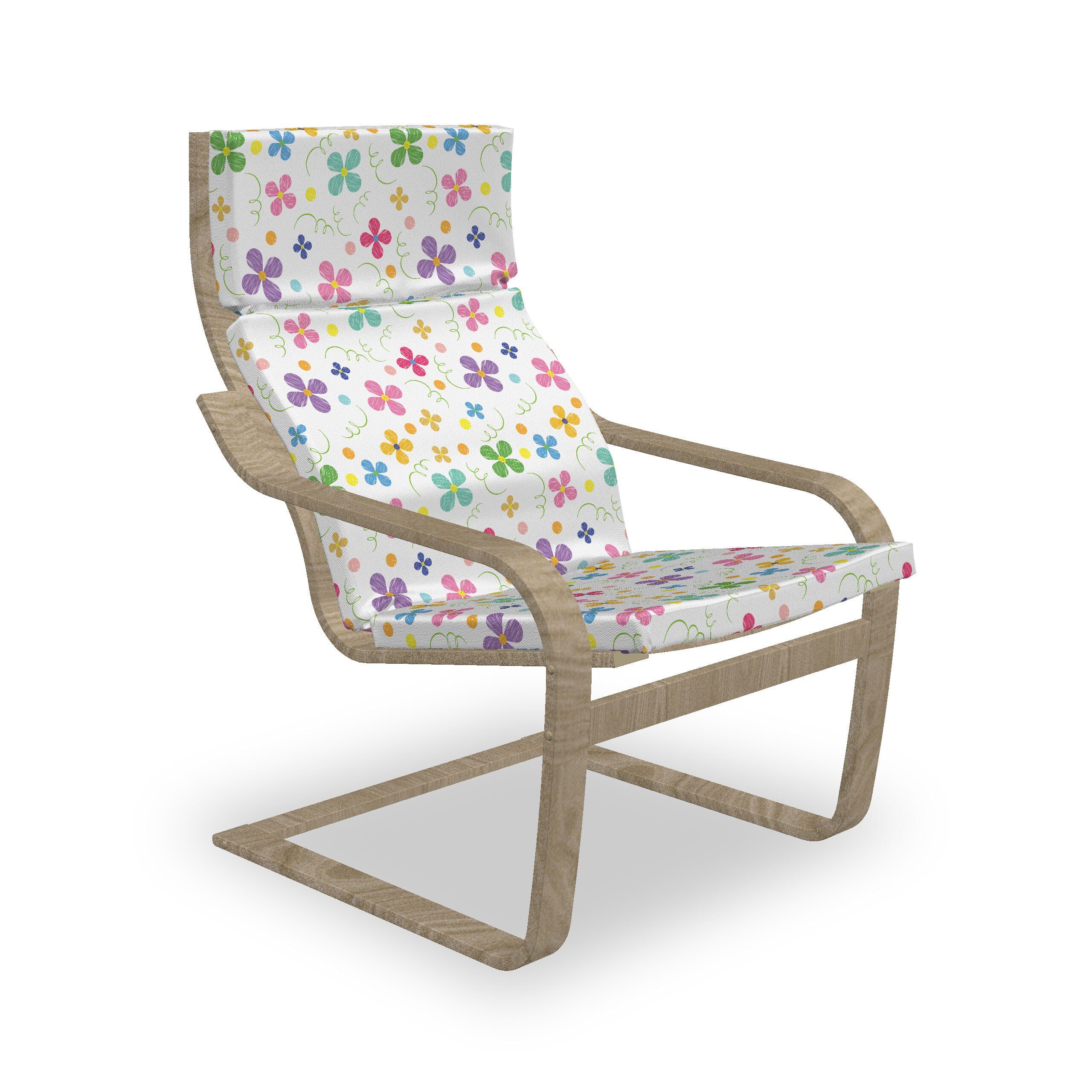Abakuhaus Stuhlkissen Sitzkissen mit Stuhlkissen mit Hakenschlaufe und Reißverschluss, Blume Frühlings-Gänseblümchen-Punkt-Skizze