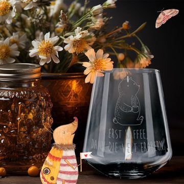 Mr. & Mrs. Panda Windlicht Bär Kaffee - Transparent - Geschenk, Teelichthalter, Windlicht Glas, (1 St), Elegante Ausstrahlung