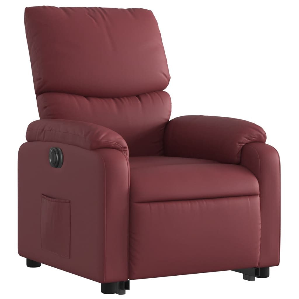 Sessel Relaxsessel mit Aufstehhilfe Elektrisch Weinrot Kunstleder