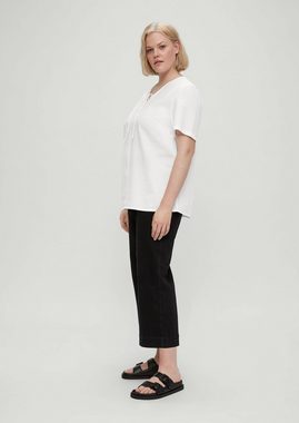 TRIANGLE Kurzarmbluse Bluse aus Seersucker Stickerei