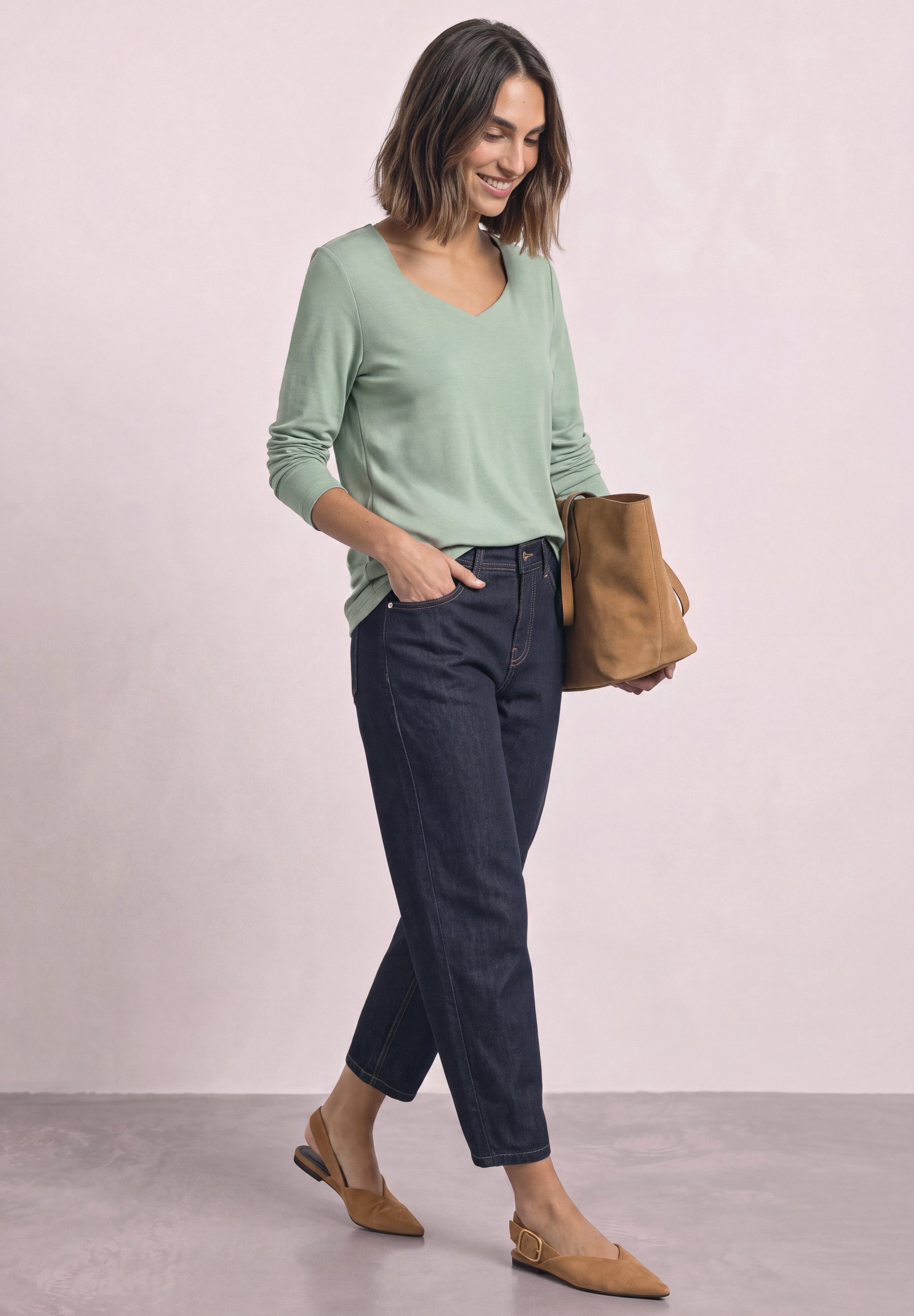 STREET ONE Langarmshirt in Unifarbe – Bild 3 von 5