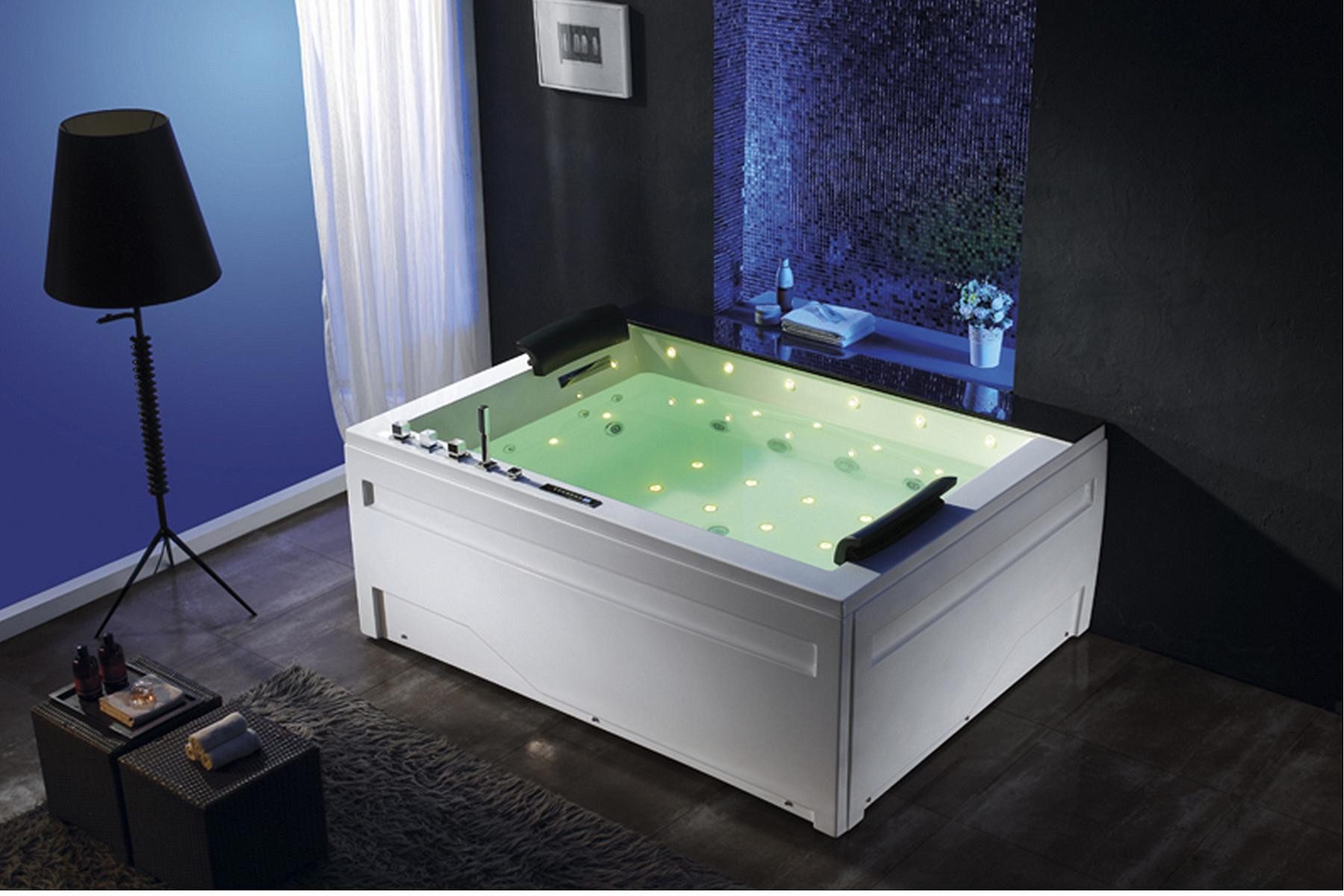 Duwilux Whirlpool-Badewanne Edler XL Whirlpool Jackson 2 190x150 Badewanne Whirlwanne, (1-tlg), Vollausstattung
