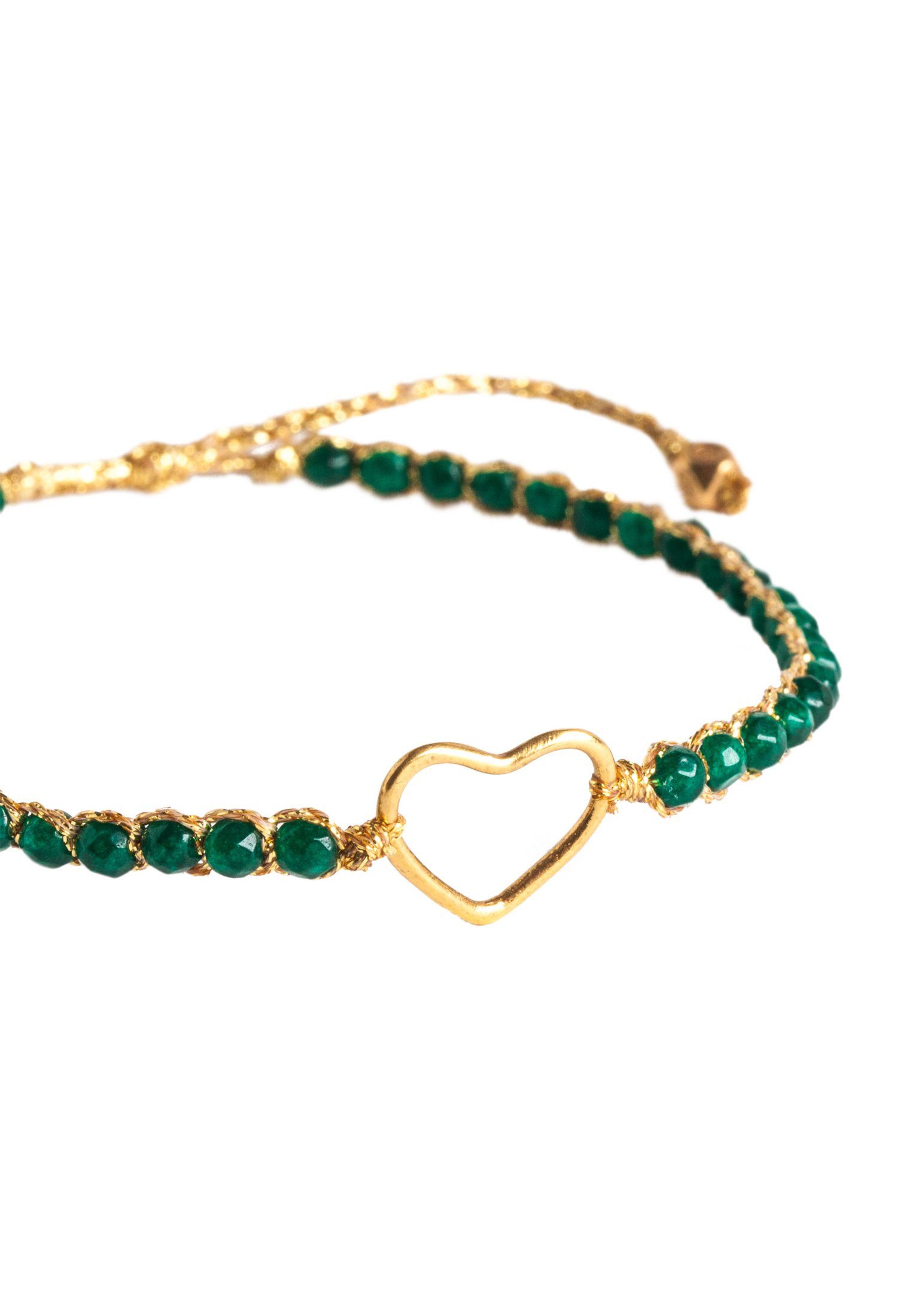 SAMAPURA Armband Grünes Smaragd-Achat-Herz-Armband, Gold Faden günstig online kaufen