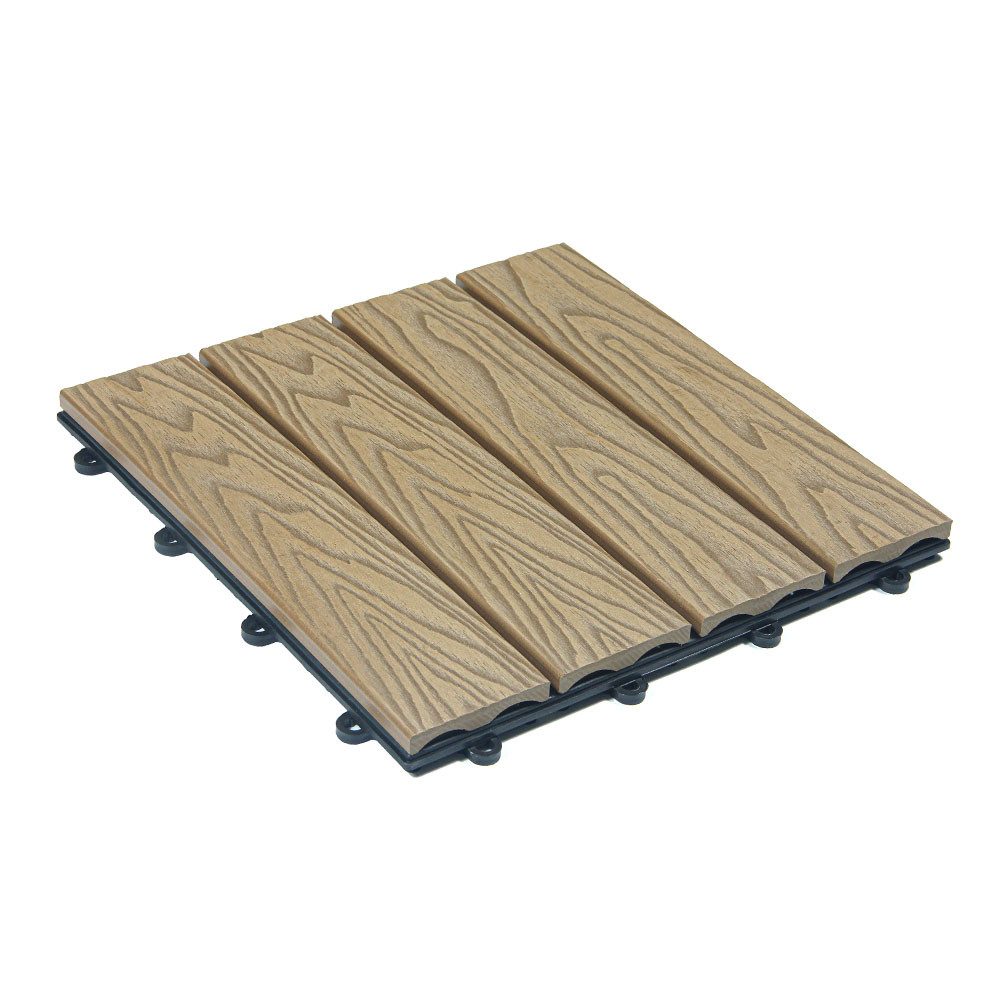HOME DELUXE Holzfliesen WPC Klickfliesen BAVARO PREMIUM, 10 St., Teak 10 m² - Holzoptik, Terrassenfliesen Holzfliesen