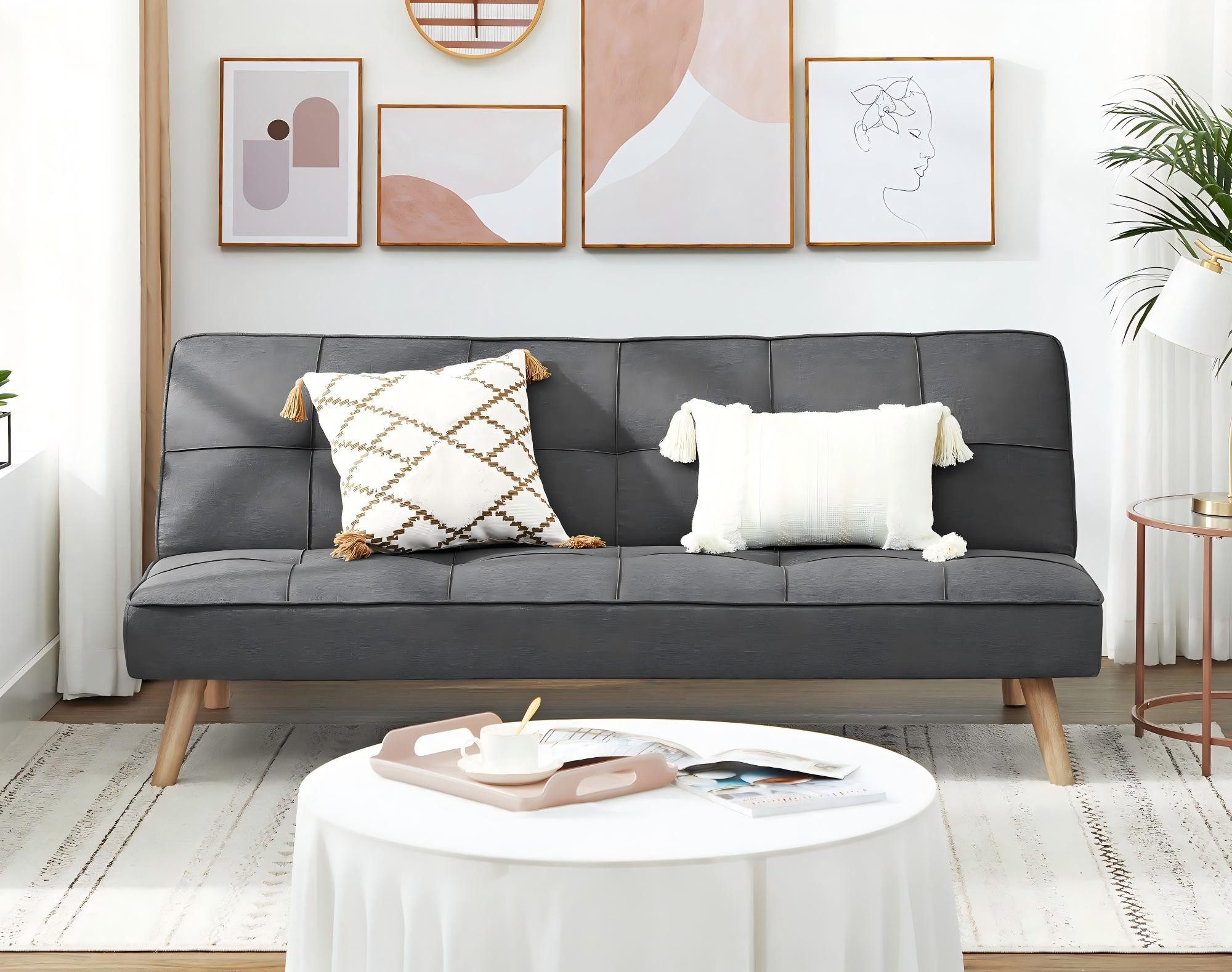 VASAGLE Schlafsofa »LCS801«, Bettsofa mit Stauraum, Ecksofa, mit Becherhalter, einfache Montage, 223 x 142 x 88 cm (L x B x H), modern