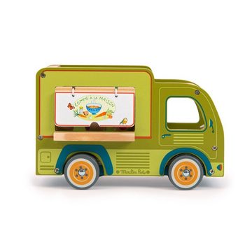 Moulin Roty Spielzeug-Servierwagen Food-Truck Holzspielzeug Holzauto 20x11,5x13cm