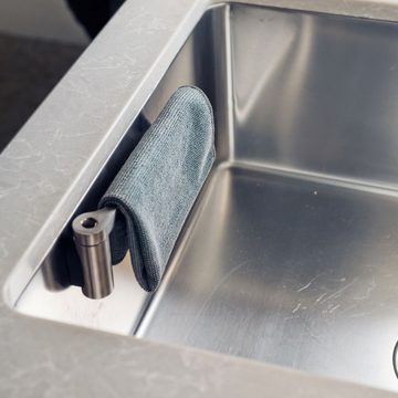 Happy Sinks Spültuchhalter Edelstahl, Befestigung ohne Bohren oder Kleben