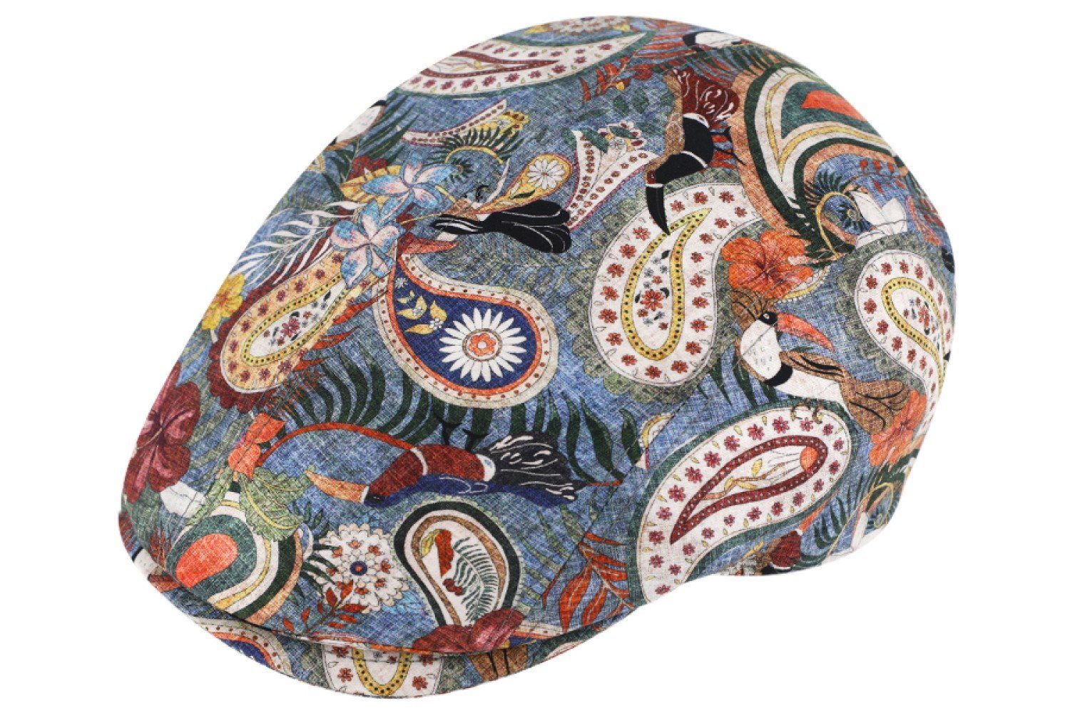 Breiter Schiebermütze Bunte Sommer-Flatcap in Paisley-Print 507-Jeansblau