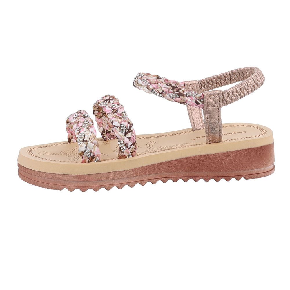 Ital-Design Damen Freizeit Riemchensandalette (85960455) Keilabsatz/Wedge Keilsandaletten in Champagner