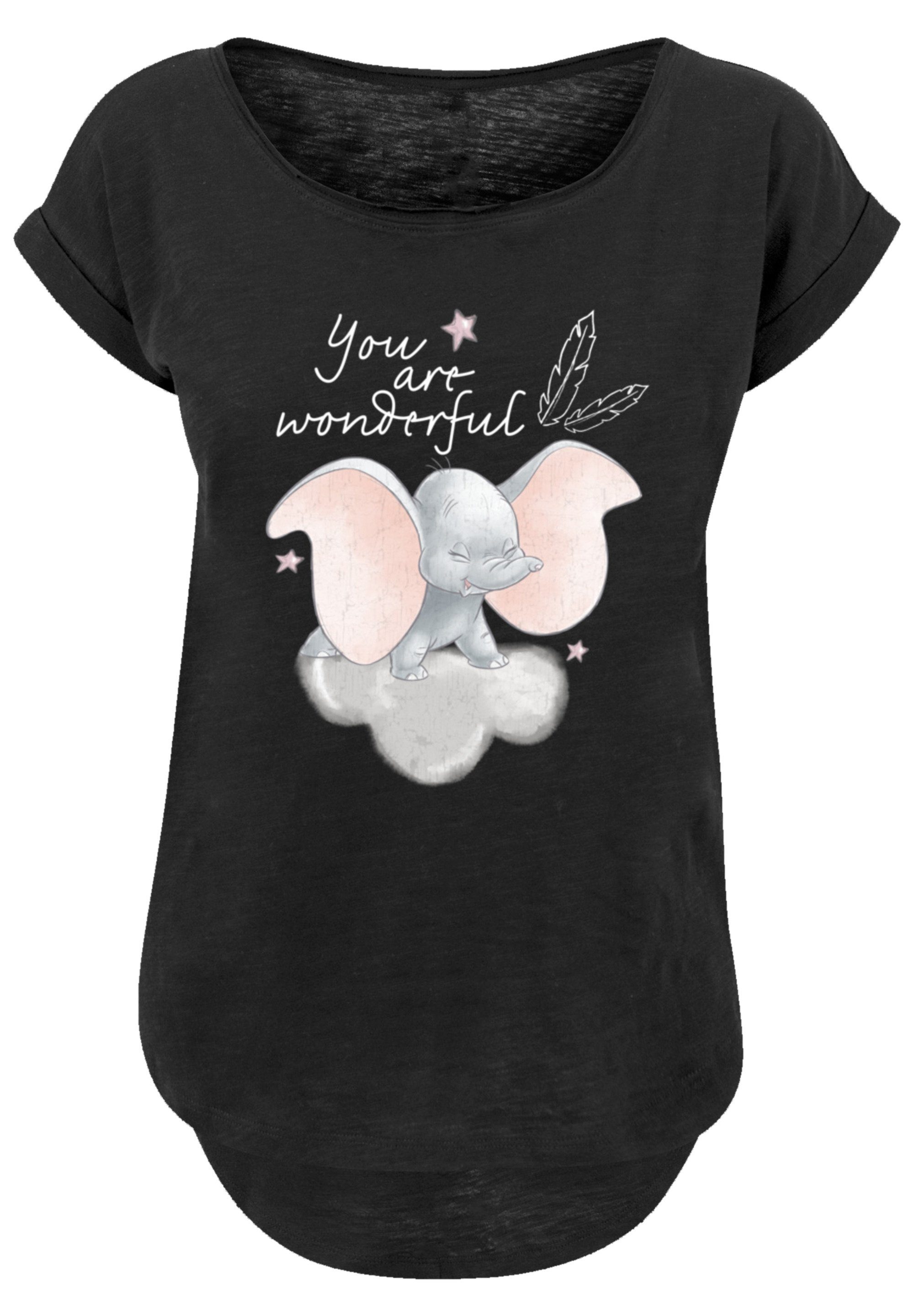 Dumbo Premium T-Shirt Hinten Qualität, Wonderful Disney F4NT4STIC Damen Are geschnittenes extra You T-Shirt lang