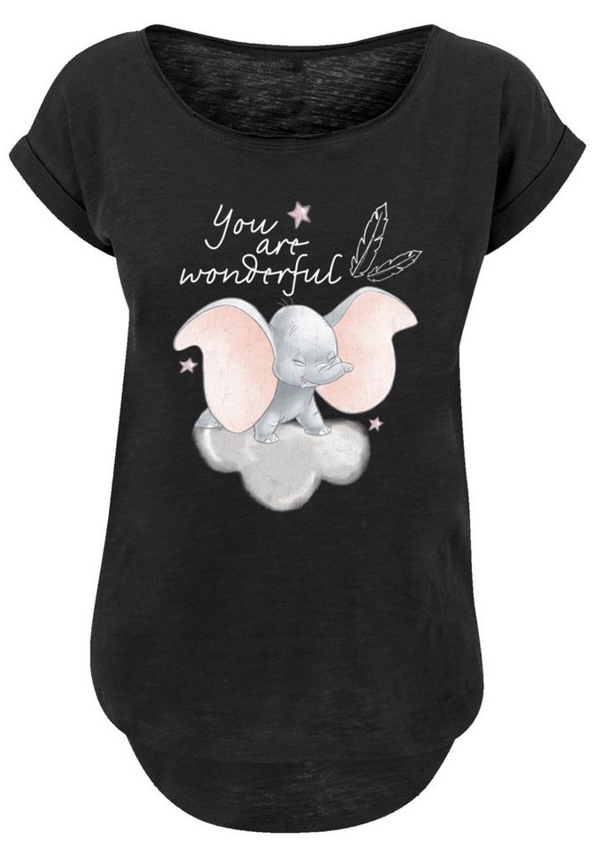 F4NT4STIC T-Shirt Disney Dumbo You Are Wonderful Premium Qualität, Hinten  extra lang geschnittenes Damen T-Shirt