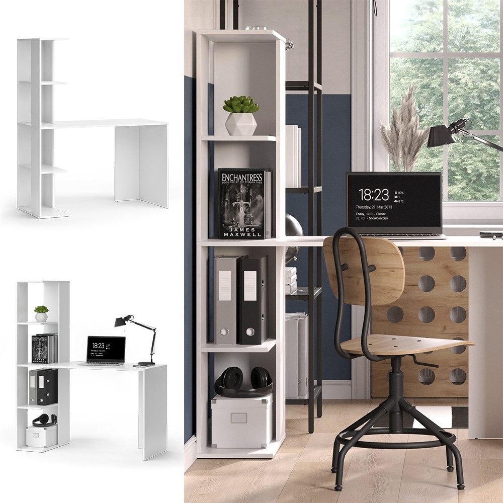Vicco Schreibtisch Tower, Weiß, 122.2 x 55.2 cm mit 4 Fächern günstig online kaufen