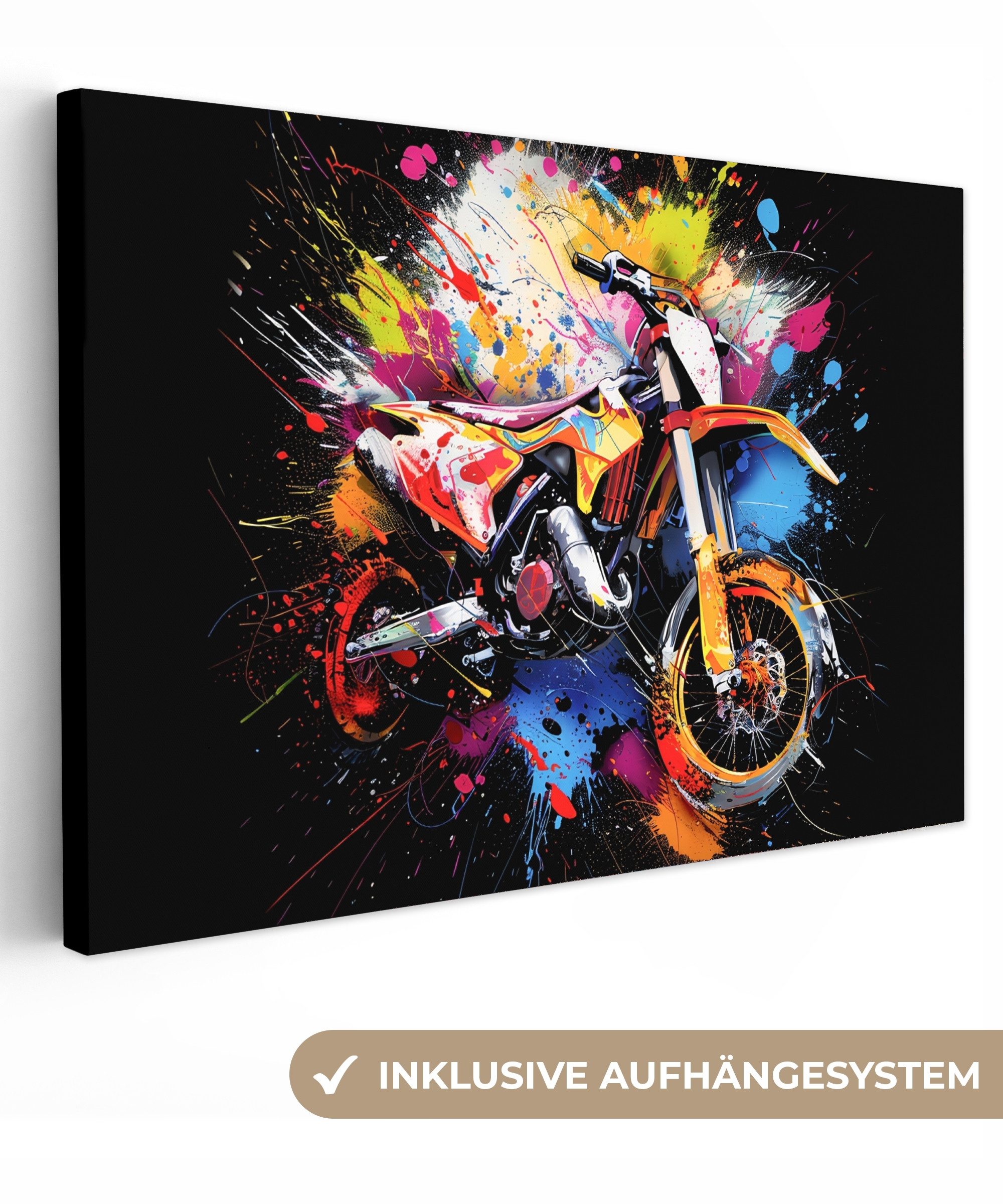 OneMillionCanvasses® Leinwandbild Graffiti - Sport - Motorrad - Motocross, günstig online kaufen