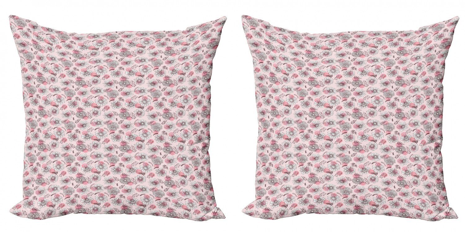Blume Accent auf Soft (2 Blumen Digitaldruck, Doppelseitiger Flüchtige Abakuhaus Stück), Kissenbezüge Modern Pink