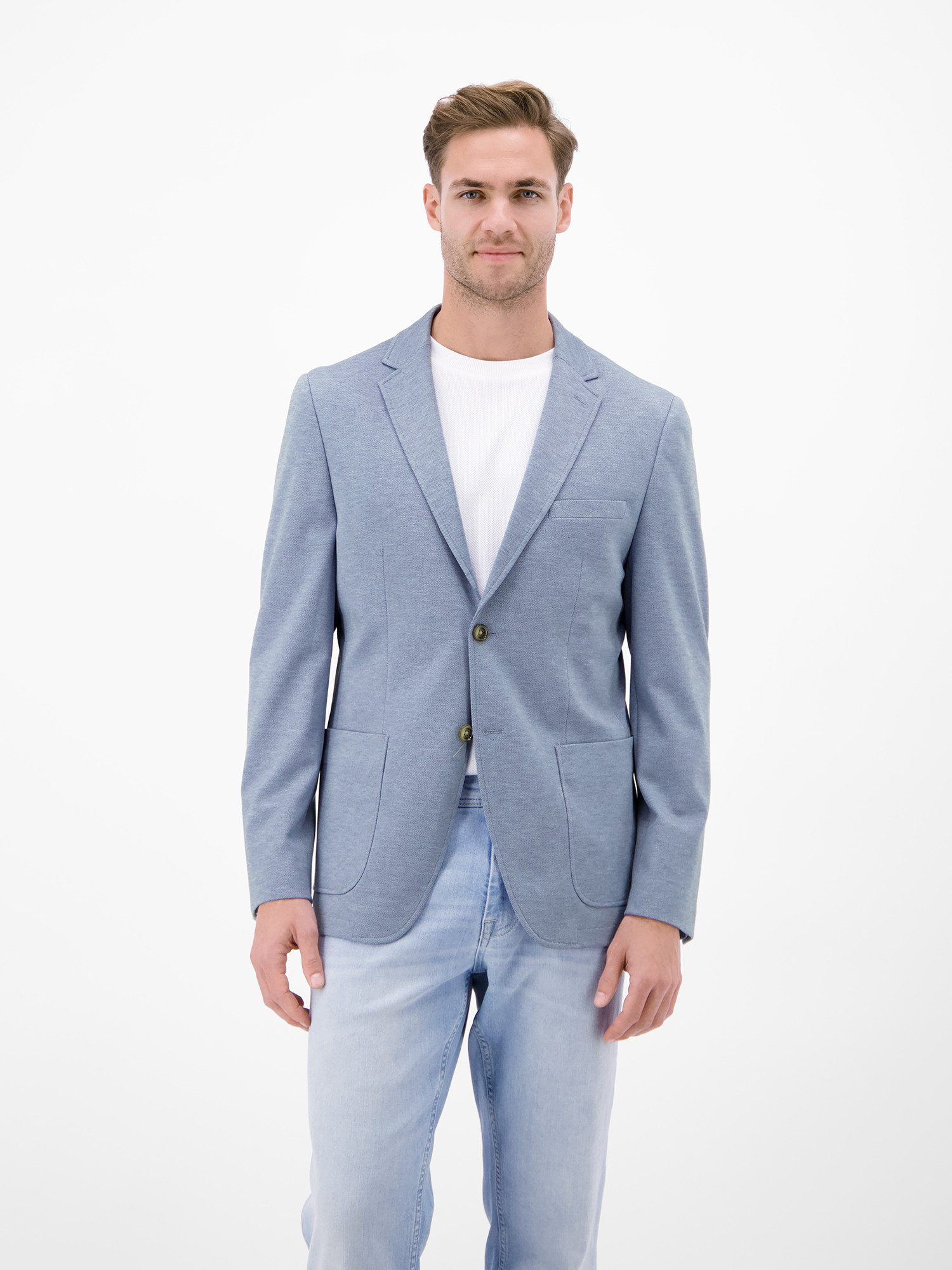 LERROS Jerseysakko Leichter Jersey-Blazer mit bedrucktem Futter Jersey mit Stretchanteil, bedrucktes Innenfutter, 2-Knopf-Design