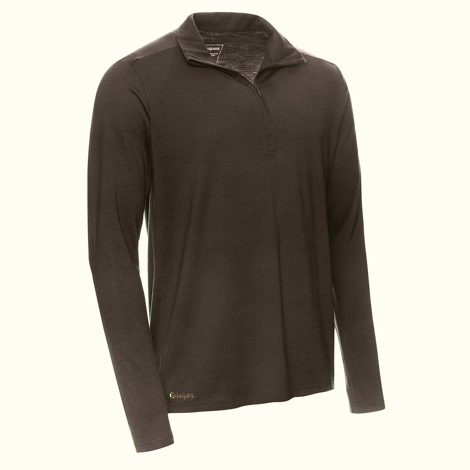 Germany aus Kaipara Herren (1-tlg) in Regular Made Merino Merino Olive Langarmshirt 200 reiner - Zip-Neck Sportswear Merinowolle