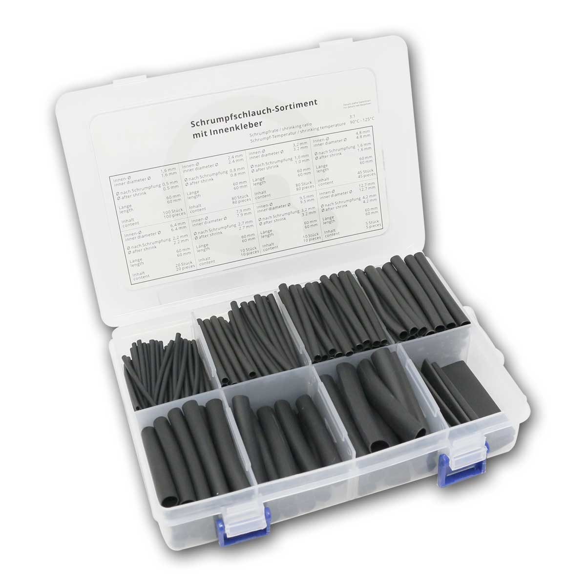 world-trading-net Schrumpfschlauch Schrumpfschlauch-Set, schwarz, 3:1, 350 Stk in Box
