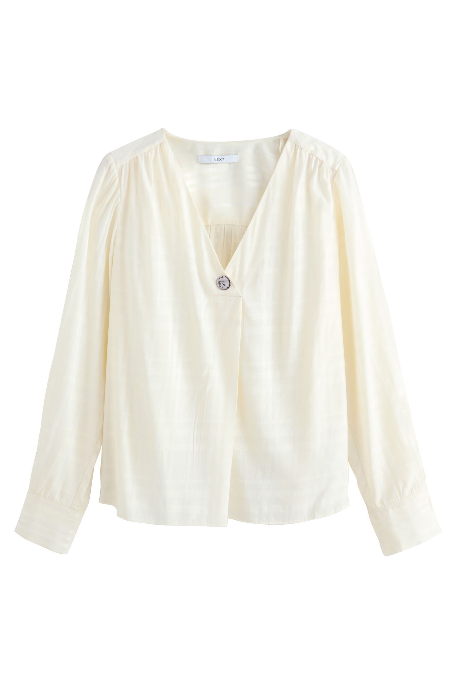 Next Langarmbluse Langarm-Bluse mit V-Ausschnitt aus Satinjaquard (1-tlg) günstig online kaufen