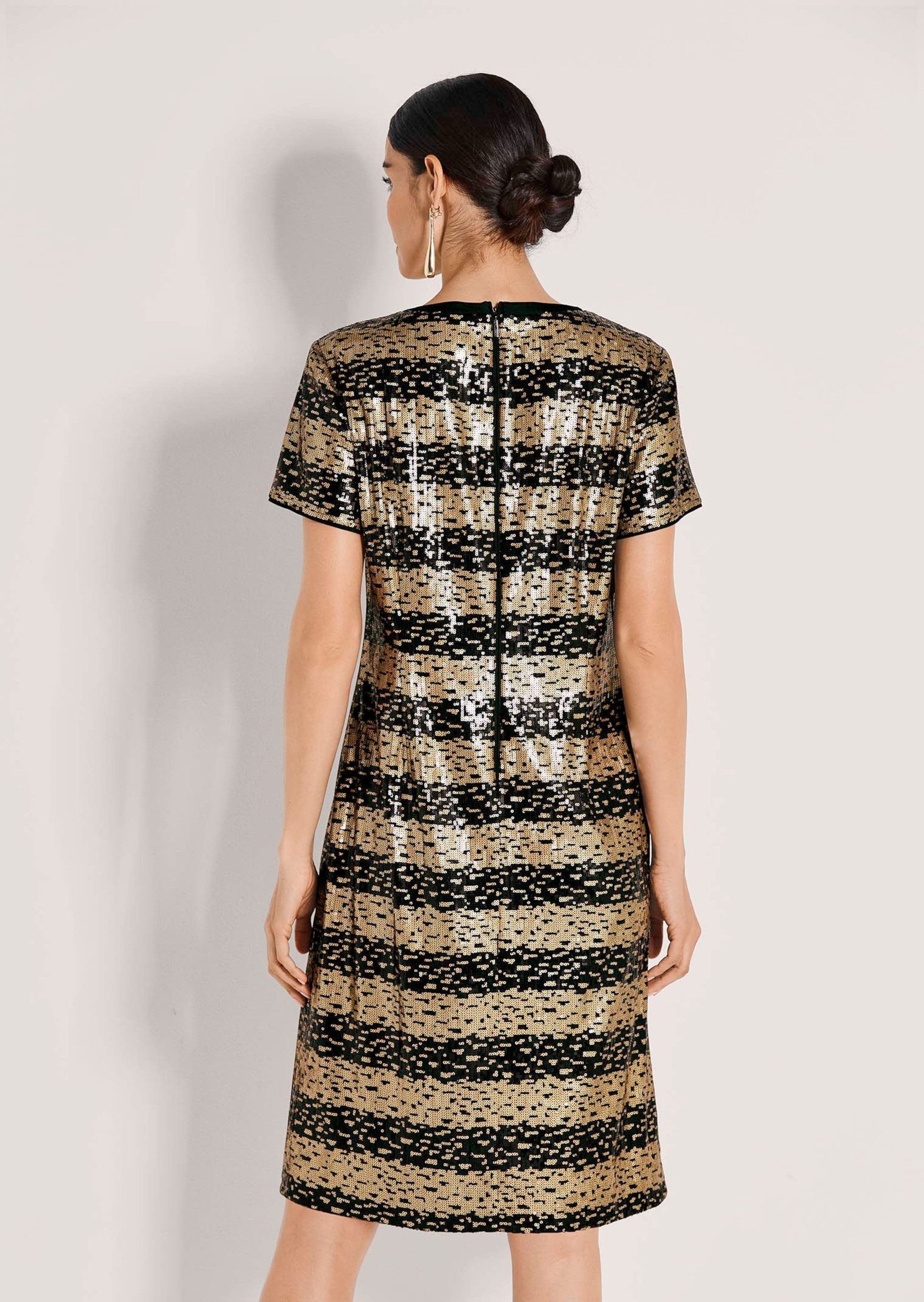 MADELEINE Midikleid Elegantes Shirtkleid im Streifen-Look Eventkleid mit Rundhals, Knielänge und Kurzarm