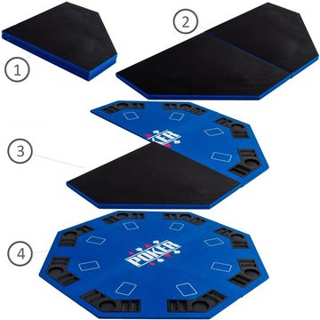 GAMES PLANET Spiel, Games Planet Faltbare Pokerauflage „Full House“, achteckig, Maße 120x120 cm, MDF Platte, 8 Getränkehalter, 8 Chiptrays