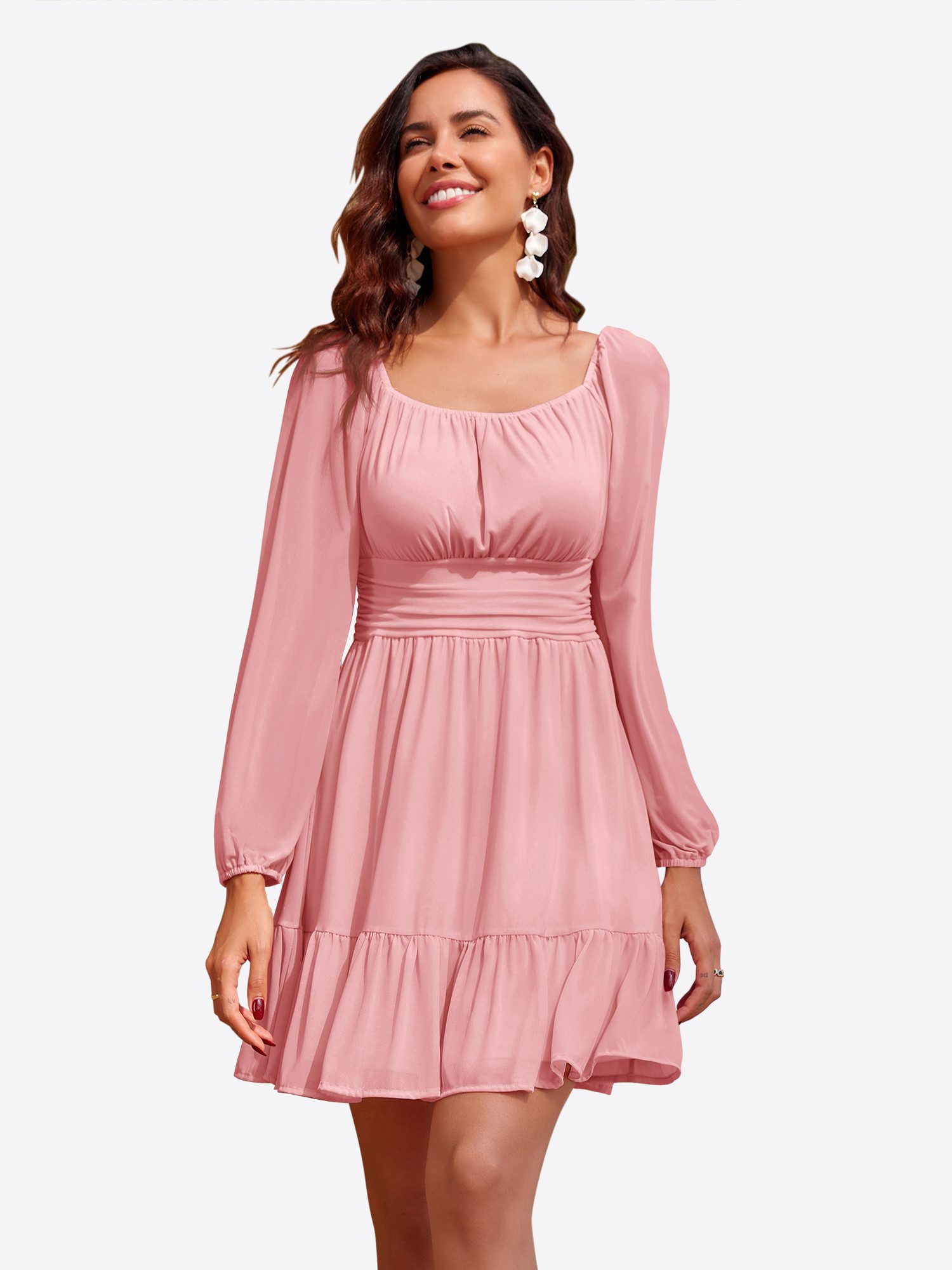 Imily Bela Partykleid Damen Lässiges Netzkleid mit langen Ärmeln (Packung, günstig online kaufen