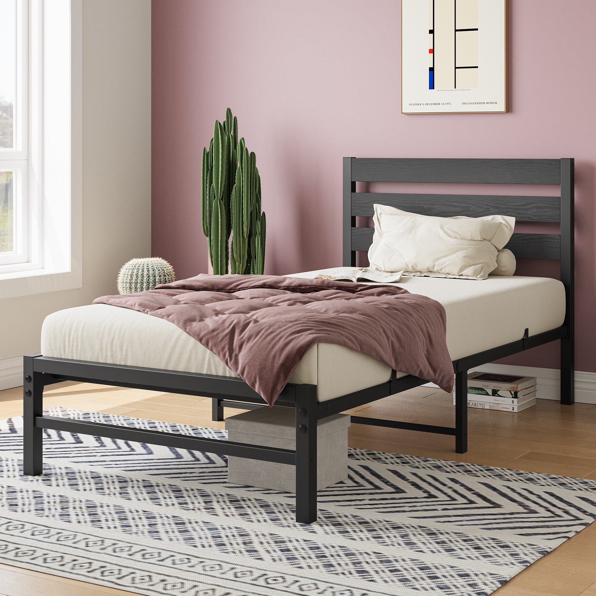 STILVORA Jugendbett Metallbett 90x200 Bettgestell mit Lattenrost,Stauraum u günstig online kaufen