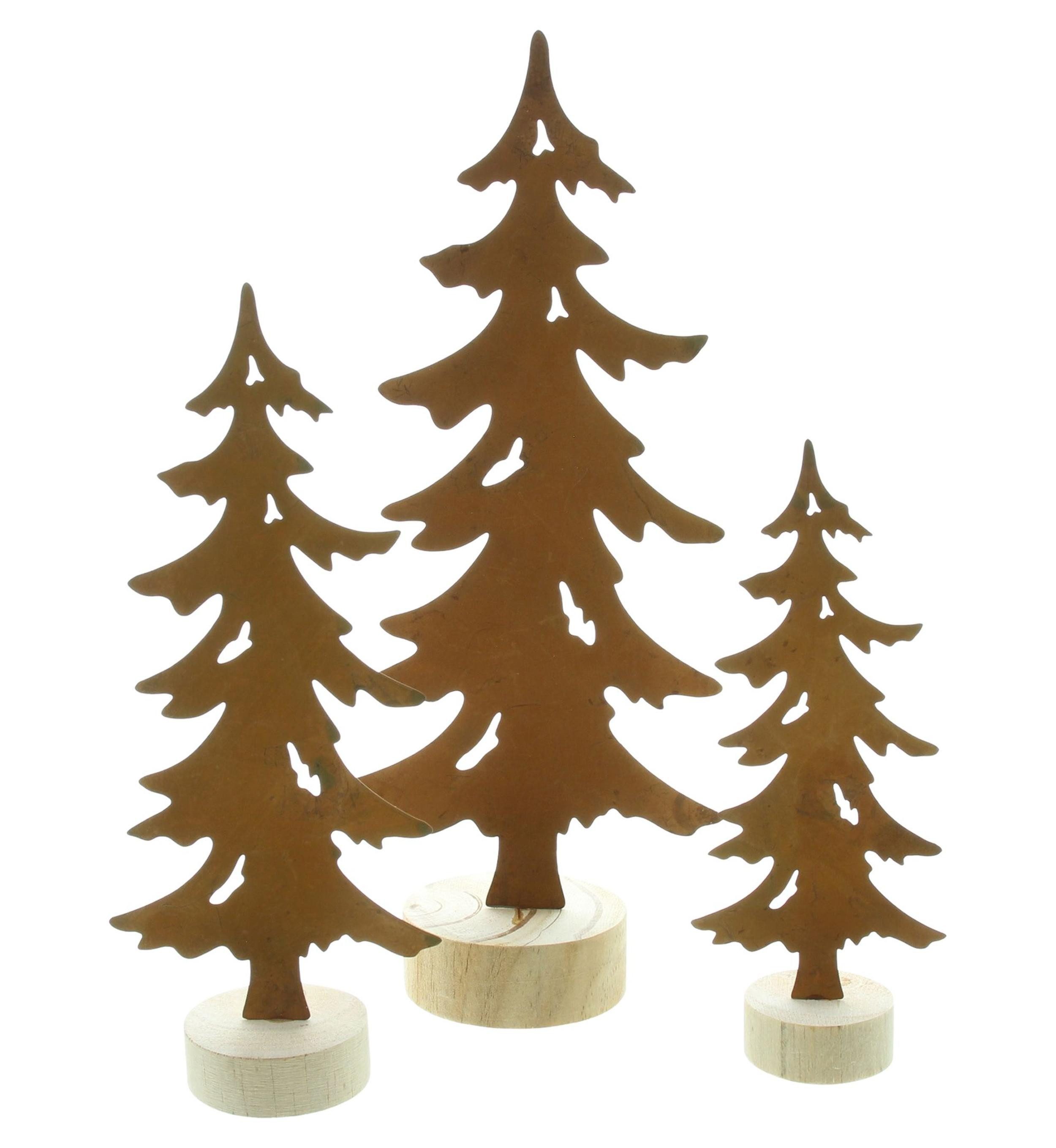 Weihnachtsfigur Metalldeko "Tanne", 3er Set
