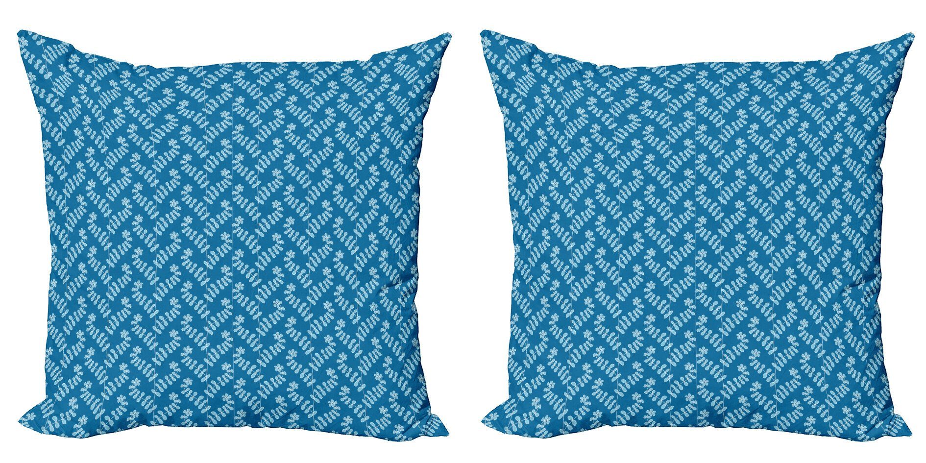 Blue Blätter Stück), Monochrome Doppelseitiger (2 Accent Digitaldruck, Tone Modern Flora Kissenbezüge Abakuhaus