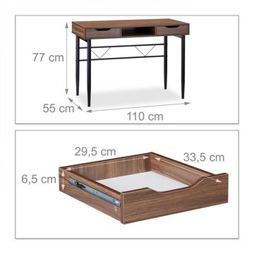 relaxdays Schreibtisch Schreibtisch mit Schubladen, Holz / Schwarz