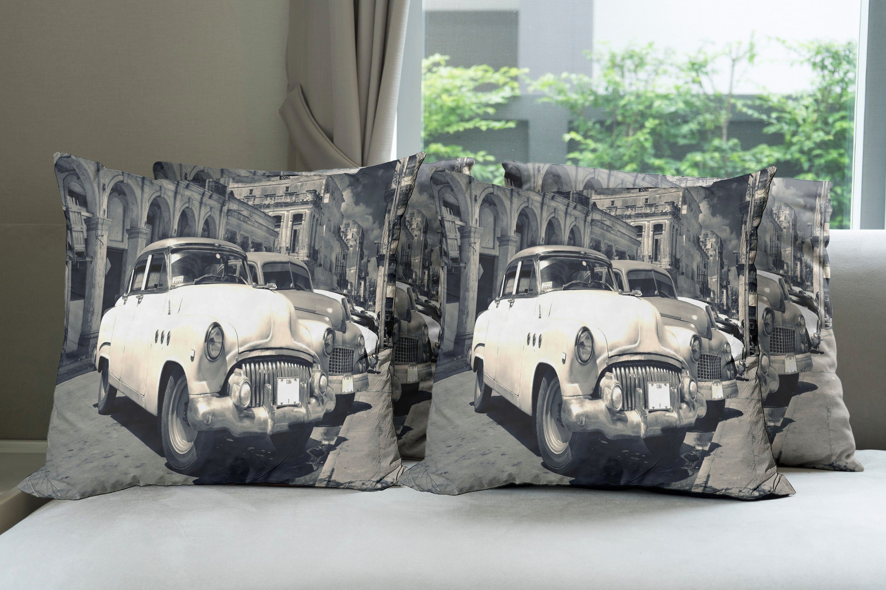 Havanna Abakuhaus Amerikanische Autos (4 Digitaldruck, Doppelseitiger Stück), Accent Modern Landschaft Kissenbezüge