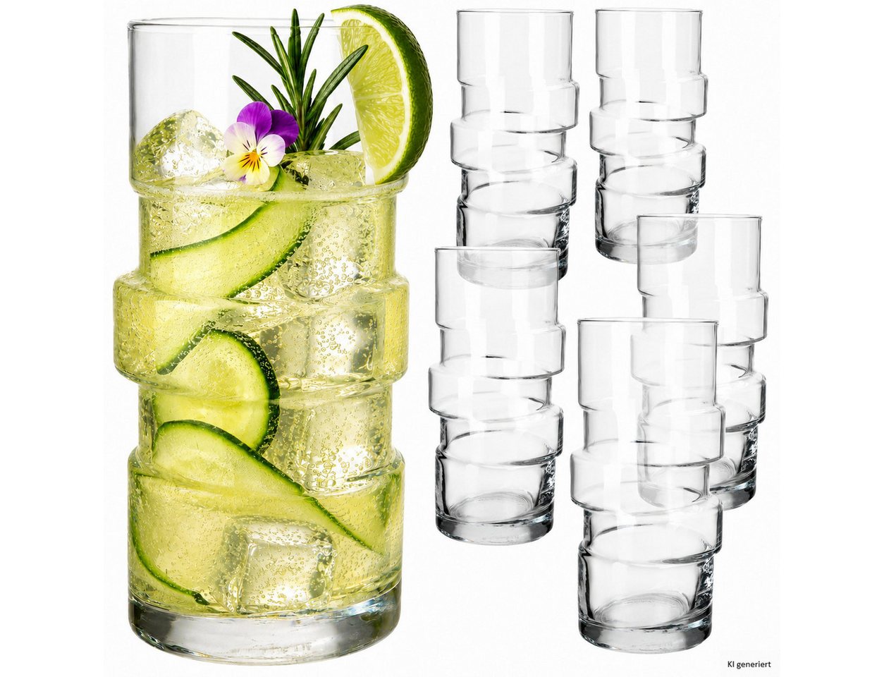 MamboCat Cocktailglas 6x Stapel Cocktailgläser 400ml Longdrinkglas Trinkglas Limo Eistee, Glas