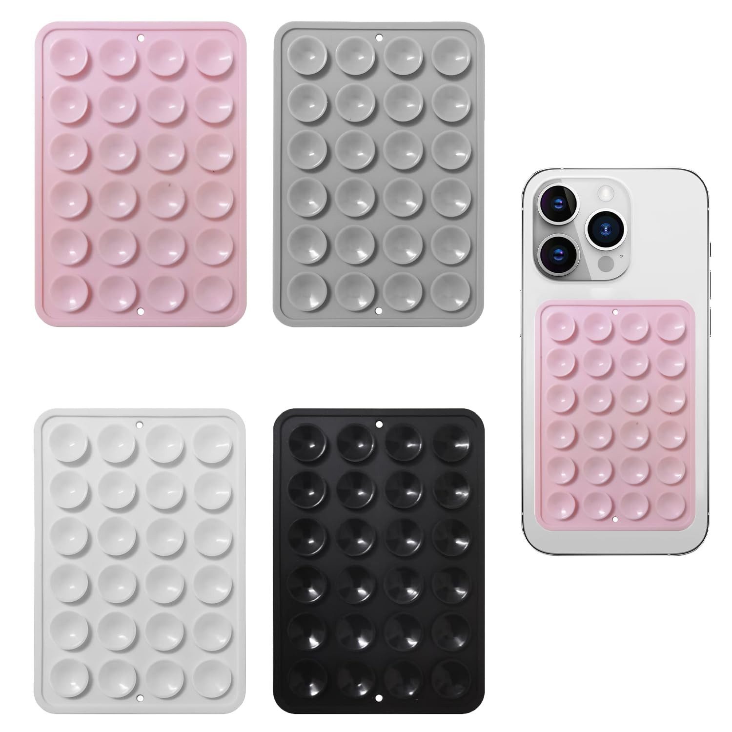 FOUORTUNATE-BEE Halterung 4er Set Handyhalter mit Saugnäpfen Silikon für Smartphone Case, (4-tlg., Für Selfies Videos Dusche Spiegel Fitness Küche und Reisen)