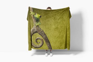 Sinus Art Handtücher Handtuch Strandhandtuch Saunatuch Kuscheldecke mit Tiermotiv Frosch Grün, Baumwolle-Polyester-Mix (1-St), Handtuch
