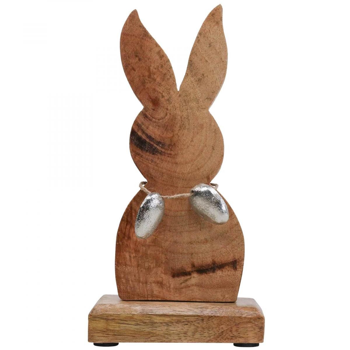 Florists Products Osterhase Osterdeko Holzfigur Hase mit Metalleiern, Tischdekoration für