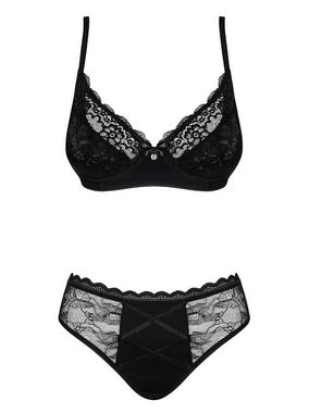 Obsessive Set: Bügel-BH Dessous-Set Laurise schwarz Bügel-BH + Slip Spitze (Set)