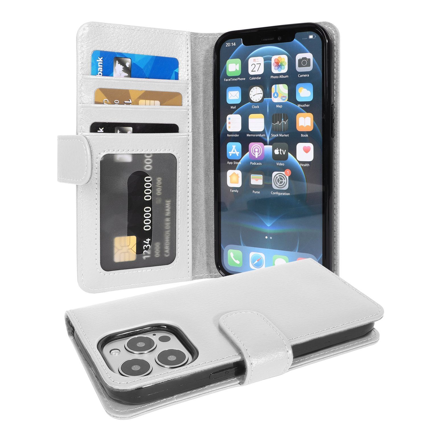 Cadorabo Handyhülle für iPhone 13 PRO Hülle Apple iPhone 13 PRO, Klappbare Handy Schutzhülle - Hülle - mit Standfunktion und Kartenfach