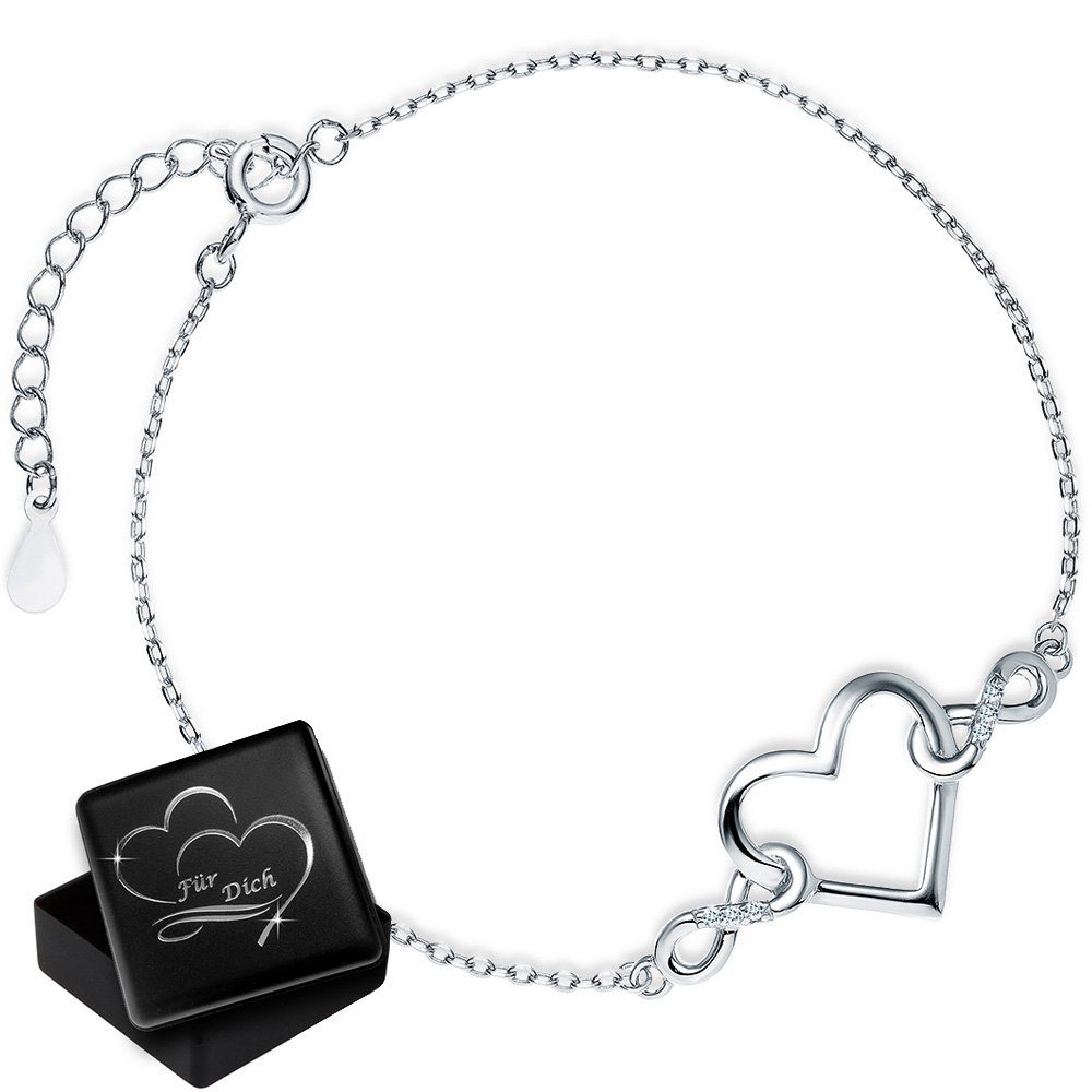 Limana Silberarmband Unendlichkeit Liebe Herz Armband Damen Frauen 925 Sterling Silber (Inkl. Geschenk-Dose mit Herz), Zirkonia Liebesgeschenk Geschenkidee